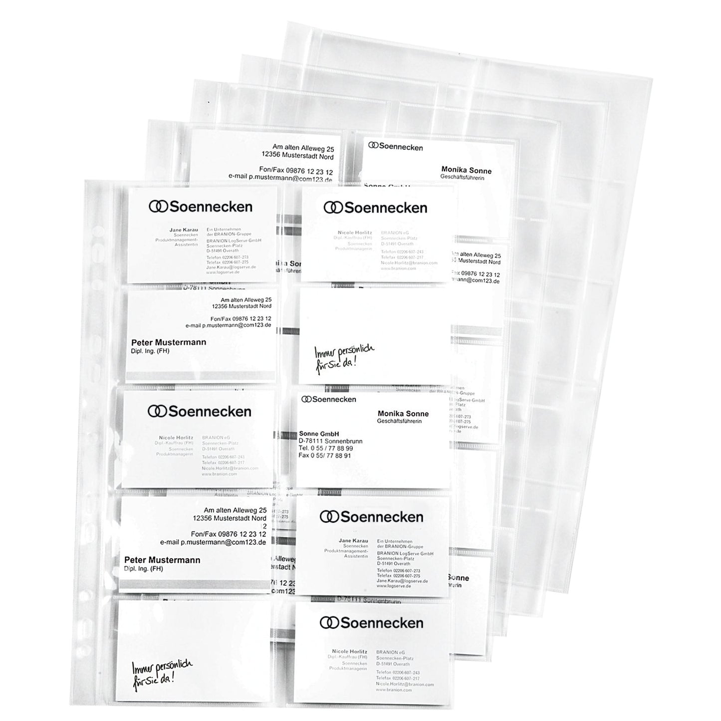 Soennecken Visitenkartenhülle 90 x 57 mm (B x H) links offen Polypropylen transparent 20 Karten 10 St./Pack.