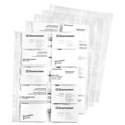 Soennecken Visitenkartenhülle 90 x 57 mm (B x H) links offen Polypropylen transparent 20 Karten 10 St./Pack.