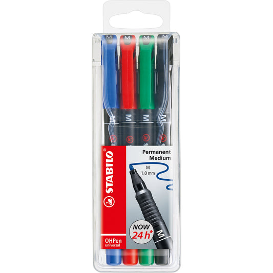 STABILO® Folienstift OHPen universal 1mm farbig sortiert nicht dokumentenecht 4 St./Pack.
