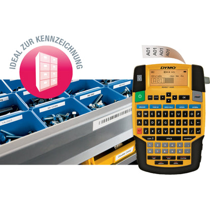 DYMO® Beschriftungsgerät RhinoT 4200 4 Display-Zeilen 7 Schriftgrößen 4 Druckzeilen inkl. Vinylband (12 mm, weiß), Kurzanleitung, Netzadapter (S0721440), Akku Li-Ion (S0895840)