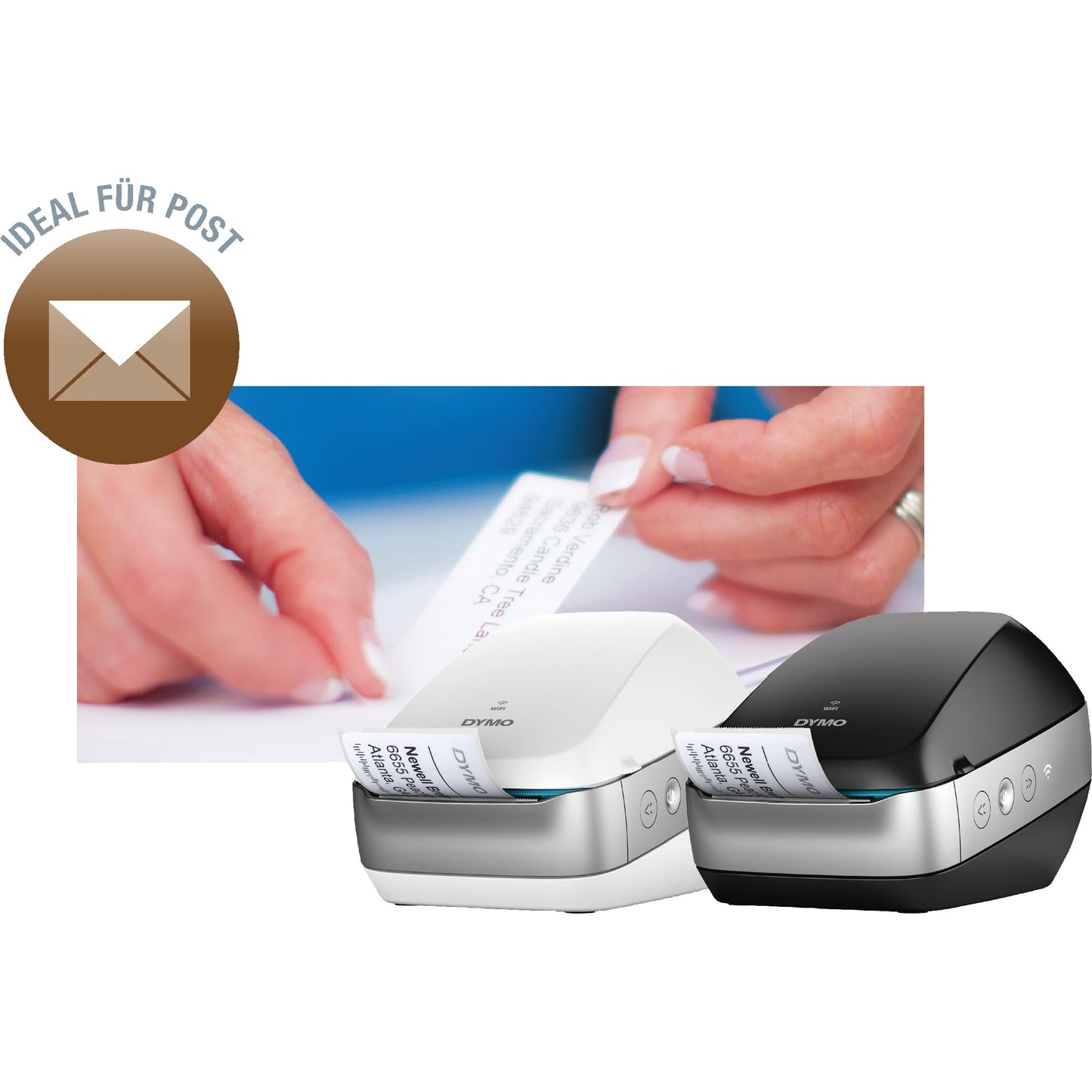 DYMO® Etikettendrucker LabelWriterT Wireless 71 Etik./Min. WiFi, USB inkl. 20 Starter Etiketten (89 x 36 mm), Netzteil, Netzkabel, USB-Kabel, Kurzanleitung, Adressetiketten auf Starterrolle, DYMO®-Software als kostenloser Download