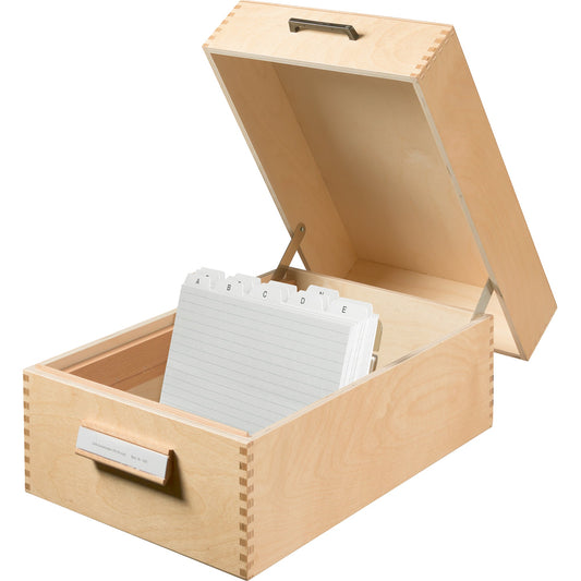 HAN Karteikasten 25,5 x 19 x 38 cm (B x H x T) DIN A5 quer 1.500 Karten Birkenholz natur 1 Stützplatte