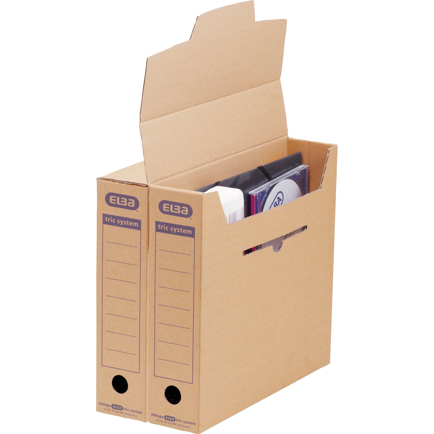 ELBA Archivbox tric system 7,6 x 31,4 x 33,9 cm (B x H x T) DIN A4 mit Archivdruck Wellpappe naturbraun