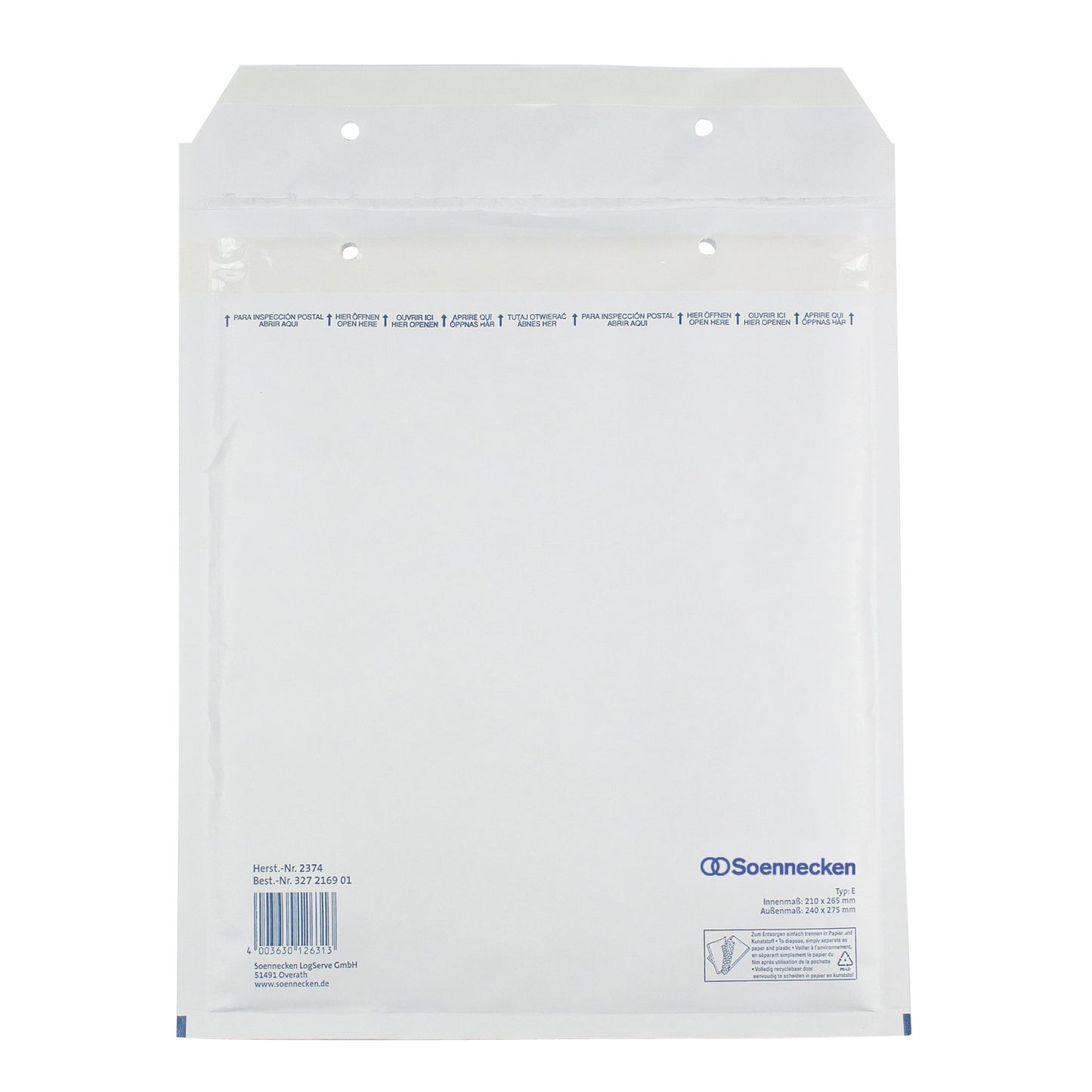 Soennecken Luftpolstertasche E/2 mit Haftklebung Kraftpapier weiß 100 St./Pack.
