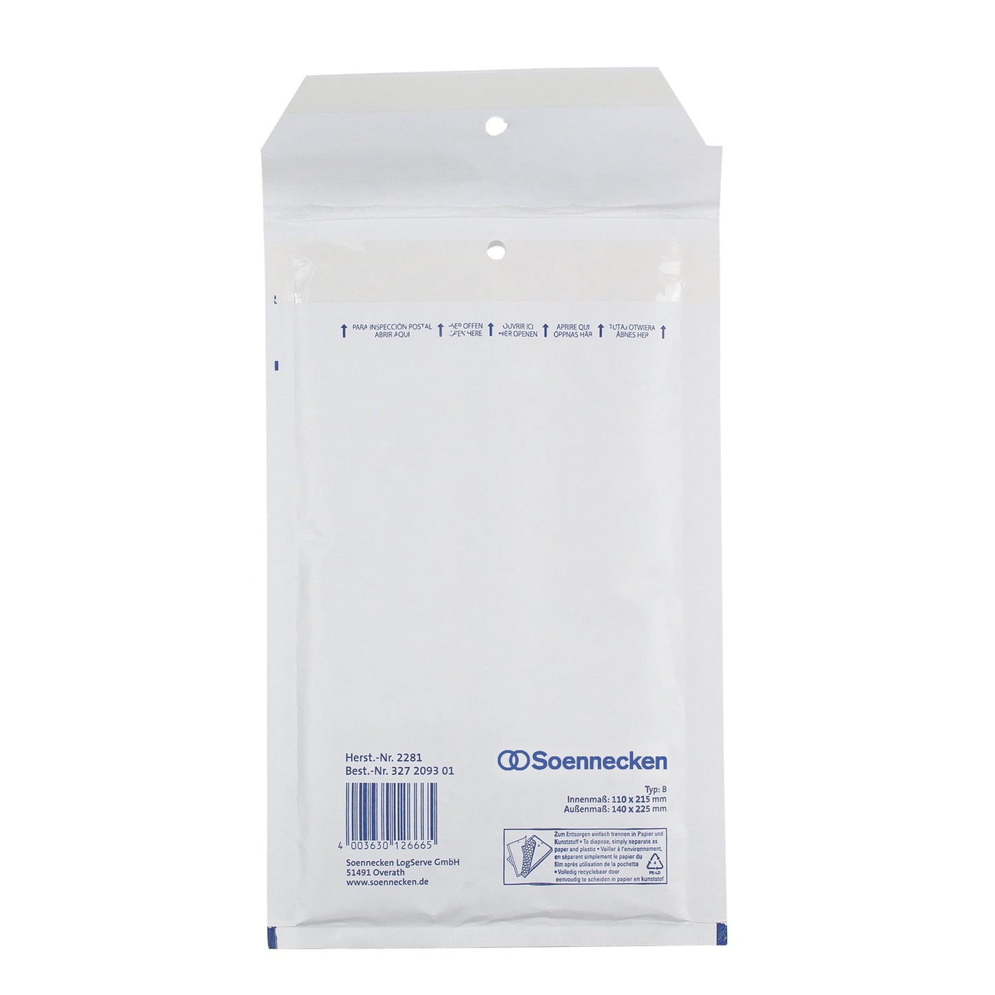 Soennecken Luftpolstertasche B/00 mit Haftklebung Kraftpapier weiß 5 St./Pack.