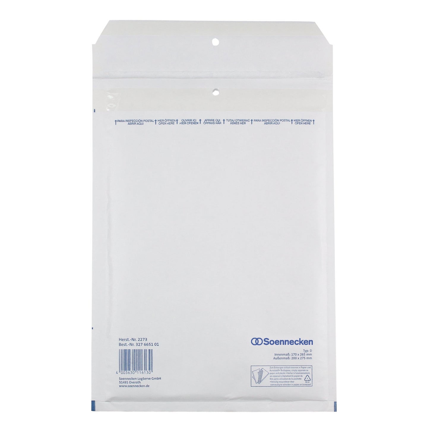 Soennecken Luftpolstertasche D/1 mit Haftklebung Kraftpapier weiß 5 St./Pack.