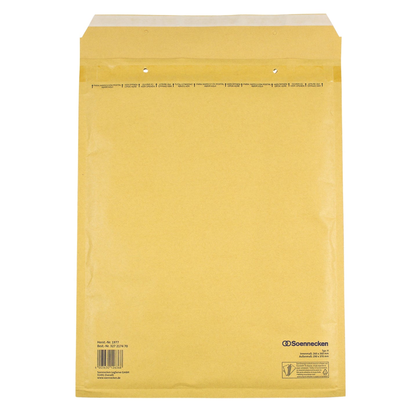 Soennecken Luftpolstertasche H/5 mit Haftklebung Kraftpapier natronbraun 100 St./Pack.