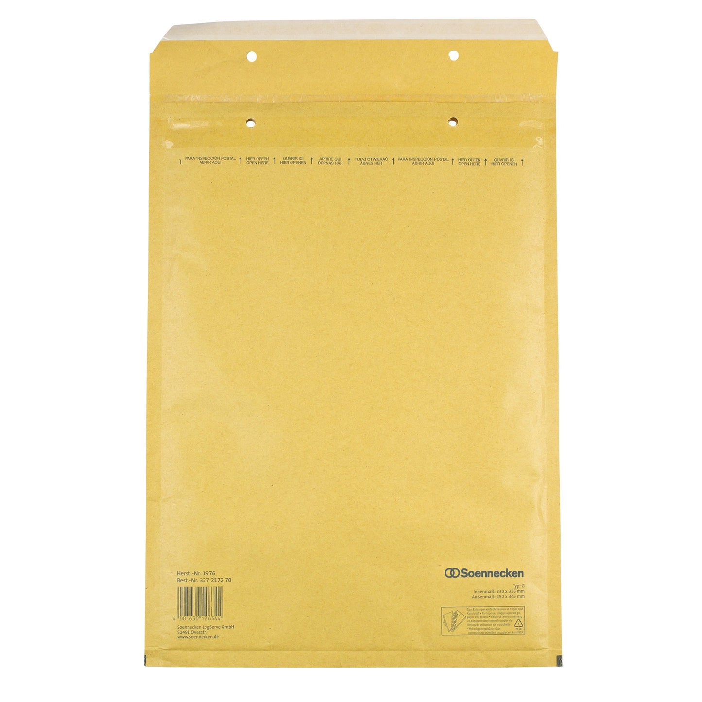 Soennecken Luftpolstertasche G/4 mit Haftklebung Kraftpapier natronbraun 100 St./Pack.