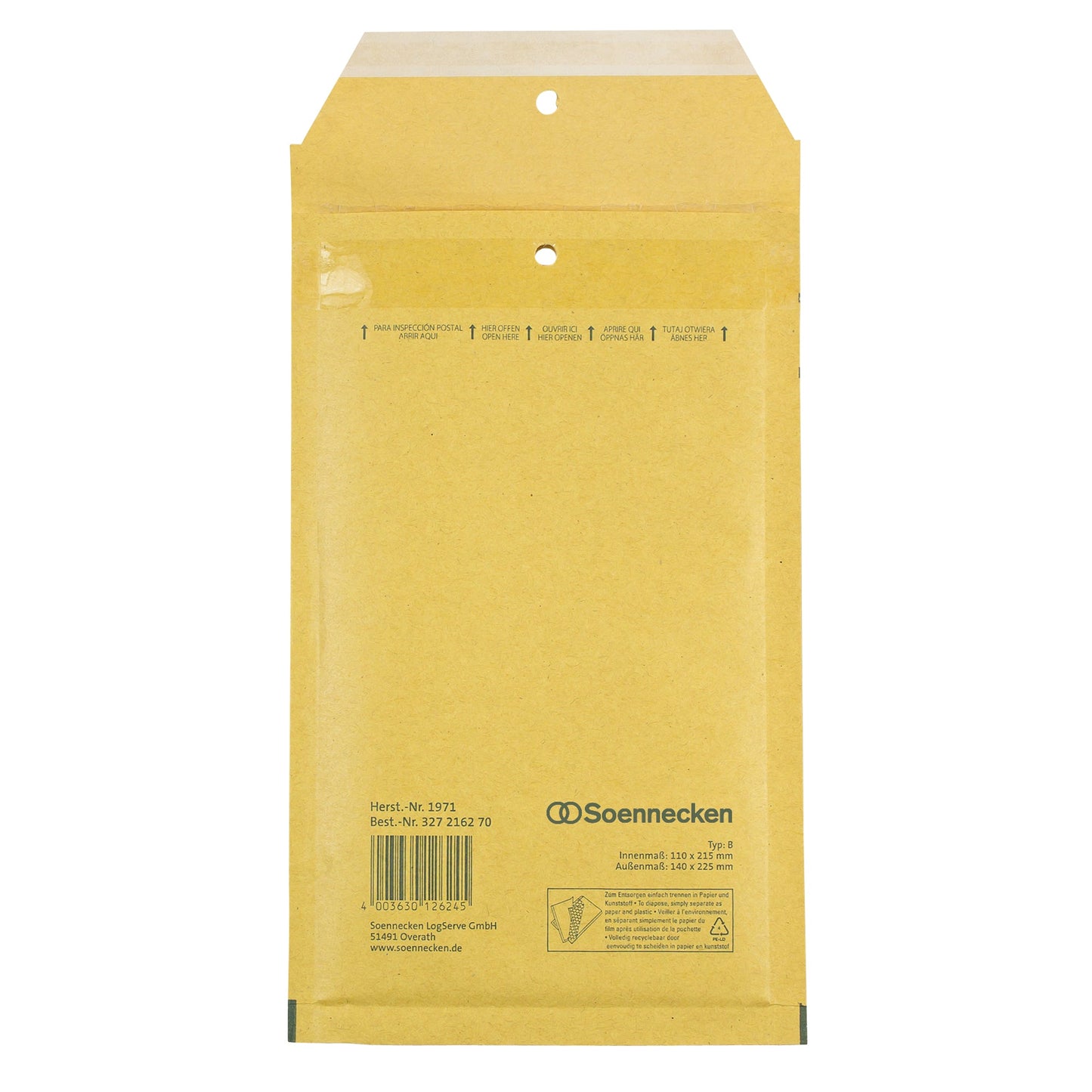 Soennecken Luftpolstertasche B/00 mit Haftklebung Kraftpapier natronbraun 200 St./Pack.