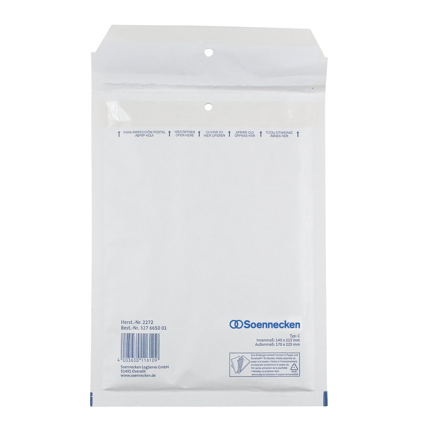 Soennecken Luftpolstertasche C/0 mit Haftklebung Kraftpapier weiß 5 St./Pack.