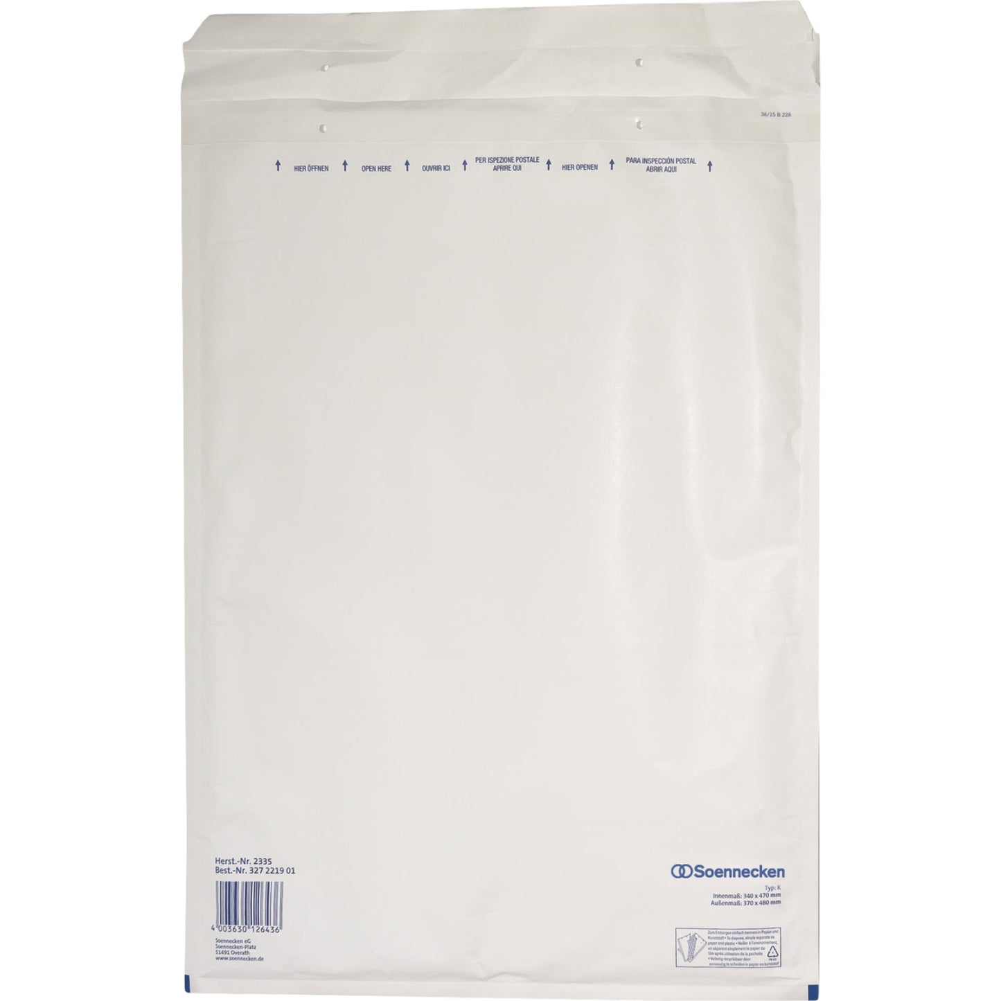 Soennecken Luftpolstertasche K/7 mit Haftklebung Kraftpapier weiß 50 St./Pack.