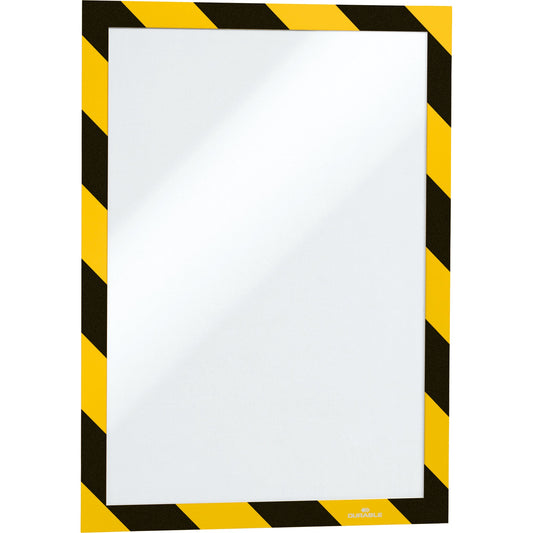 DURABLE Magnetrahmen DURAFRAME® SECURITY DIN A4 PVC-P/Polypropylen/Polyethylen gelb/schwarz 2 St./Pack.