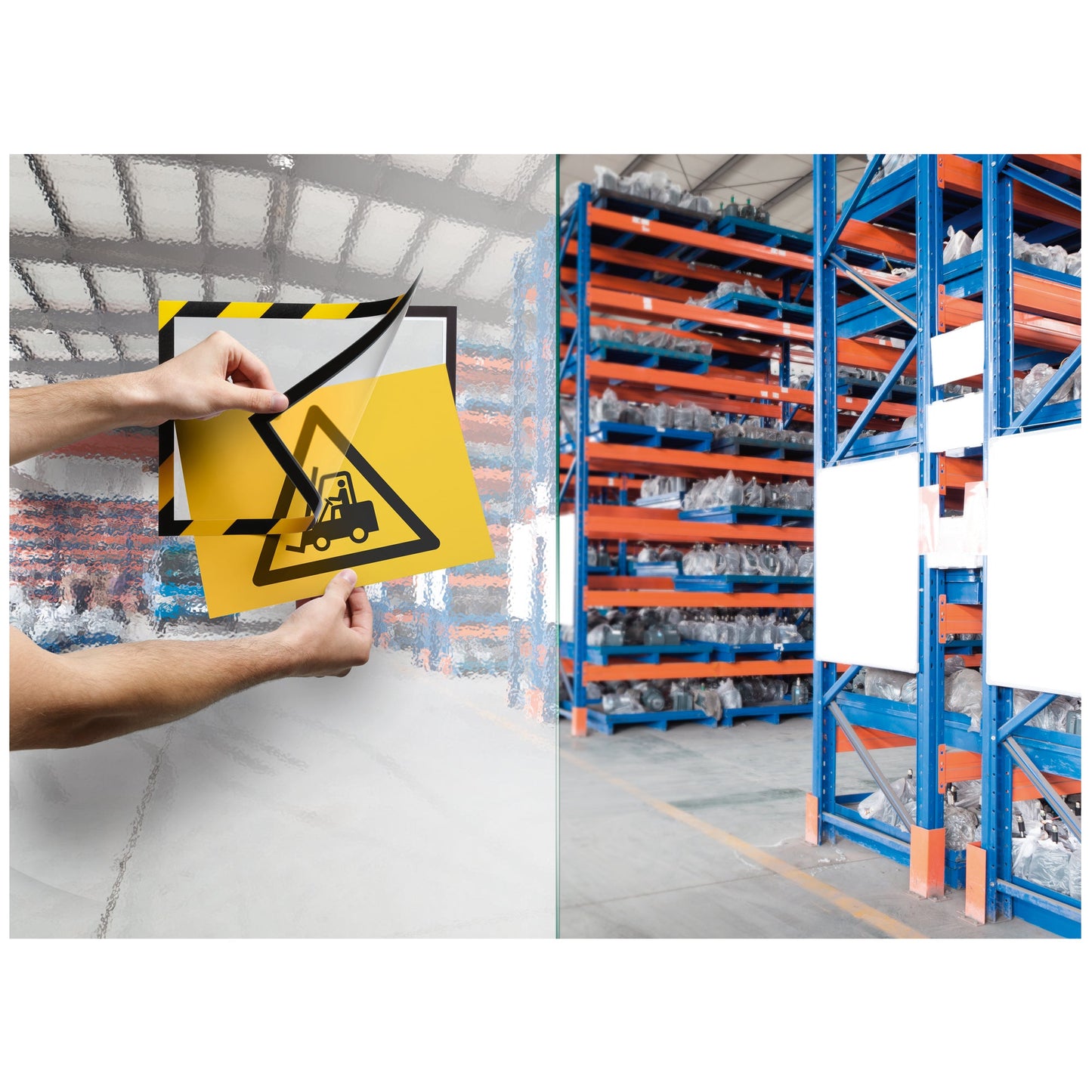 DURABLE Magnetrahmen DURAFRAME® SECURITY DIN A4 PVC-P/Polypropylen/Polyethylen gelb/schwarz 2 St./Pack.