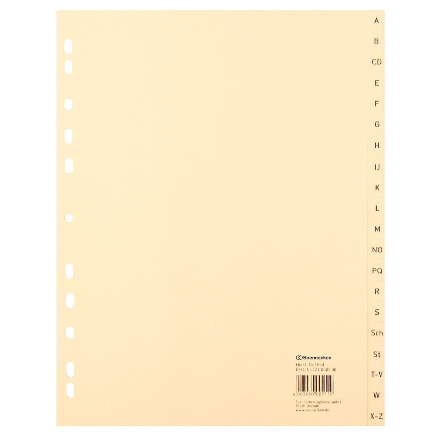 Soennecken A-Z Register DIN A4 Tauenpapier, recycelt chamois 20 Registerblätter