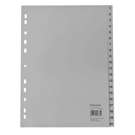 Soennecken Zahlenregister DIN A4 1-20 Polypropylen grau