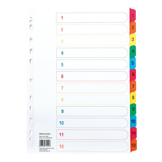 Soennecken Zahlenregister DIN A4 170g/m² 1-12 Karton mehrfarbig
