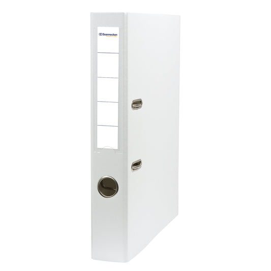 Soennecken Ordner 50mm DIN A4 Rückenschild: einsteckbar mit Schlitzen Werkstoff: Karton Material außen: Polypropylen Material innen: Papier weiß