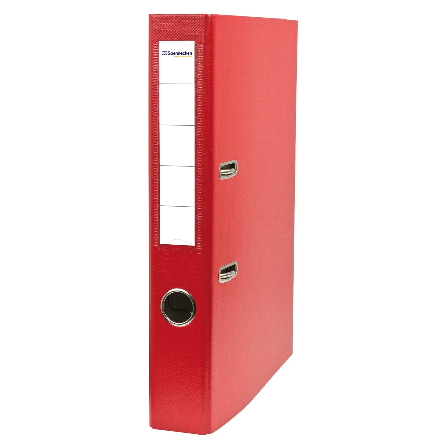 Soennecken Ordner 50mm DIN A4 Rückenschild: einsteckbar mit Schlitzen Werkstoff: Karton Material außen: Polypropylen Material innen: Papier rot