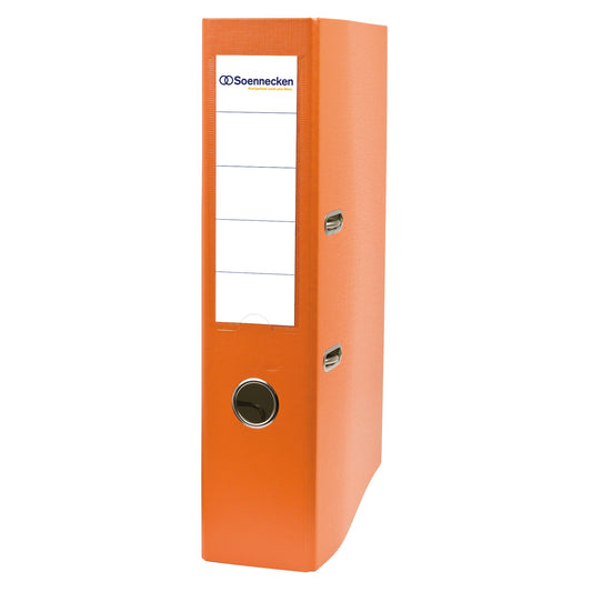 Soennecken Ordner 70mm DIN A4 Rückenschild: einsteckbar mit Schlitzen Werkstoff: Karton Material außen: Polypropylen Material innen: Papier orange