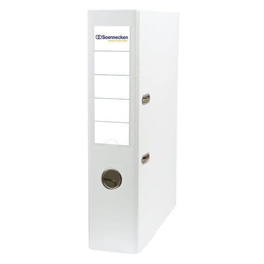 Soennecken Ordner 70mm DIN A4 Rückenschild: einsteckbar mit Schlitzen Werkstoff: Karton Material außen: Polypropylen Material innen: Papier weiß