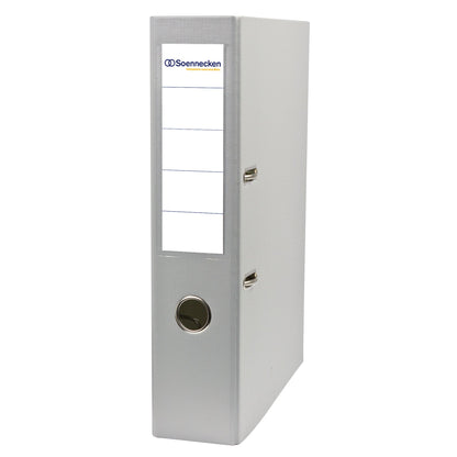 Soennecken Ordner 70mm DIN A4 Rückenschild: einsteckbar mit Schlitzen Werkstoff: Karton Material außen: Polypropylen Material innen: Papier grau