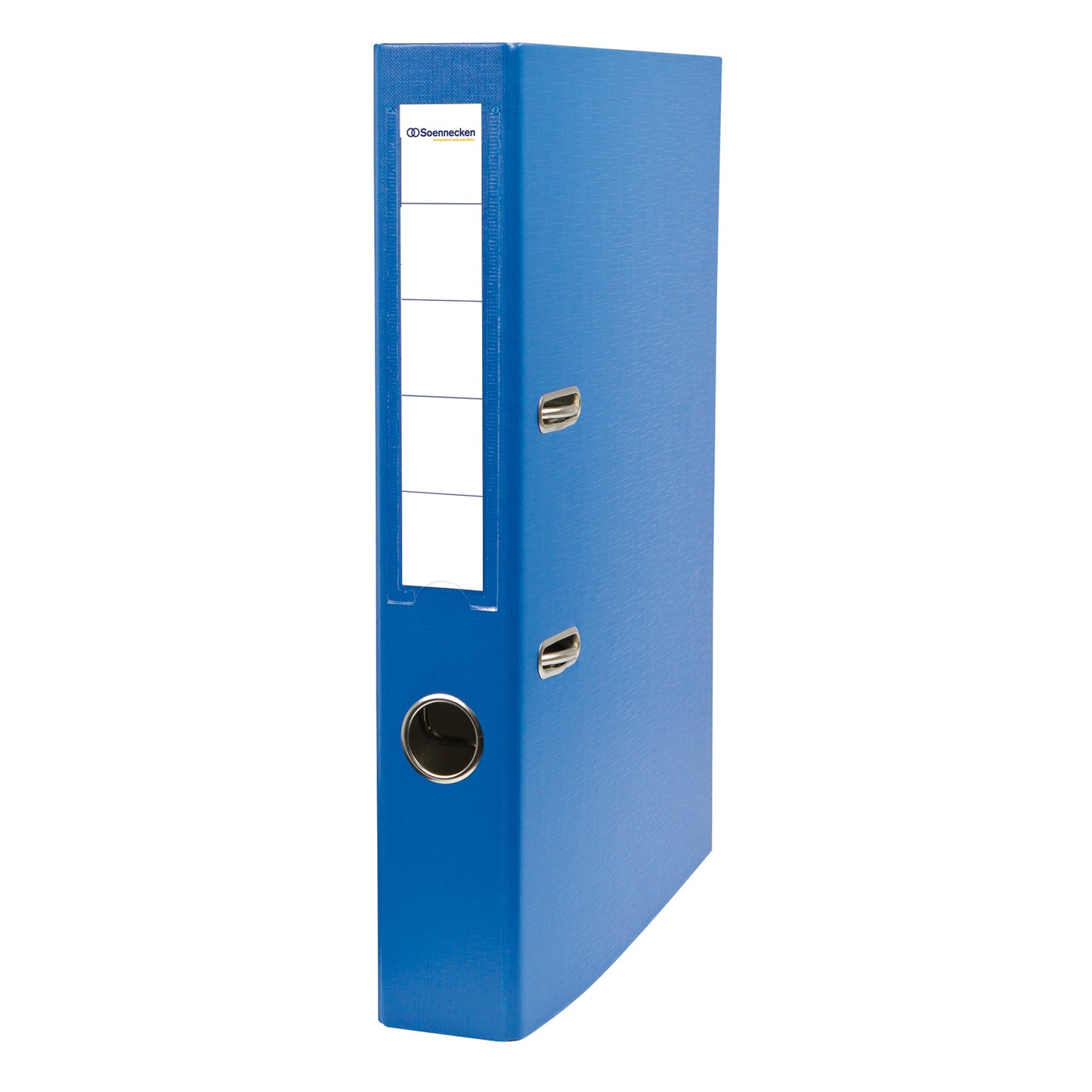 Soennecken Ordner 50mm DIN A4 Rückenschild: einsteckbar mit Schlitzen Werkstoff: Karton Material außen: Polypropylen Material innen: Papier blau