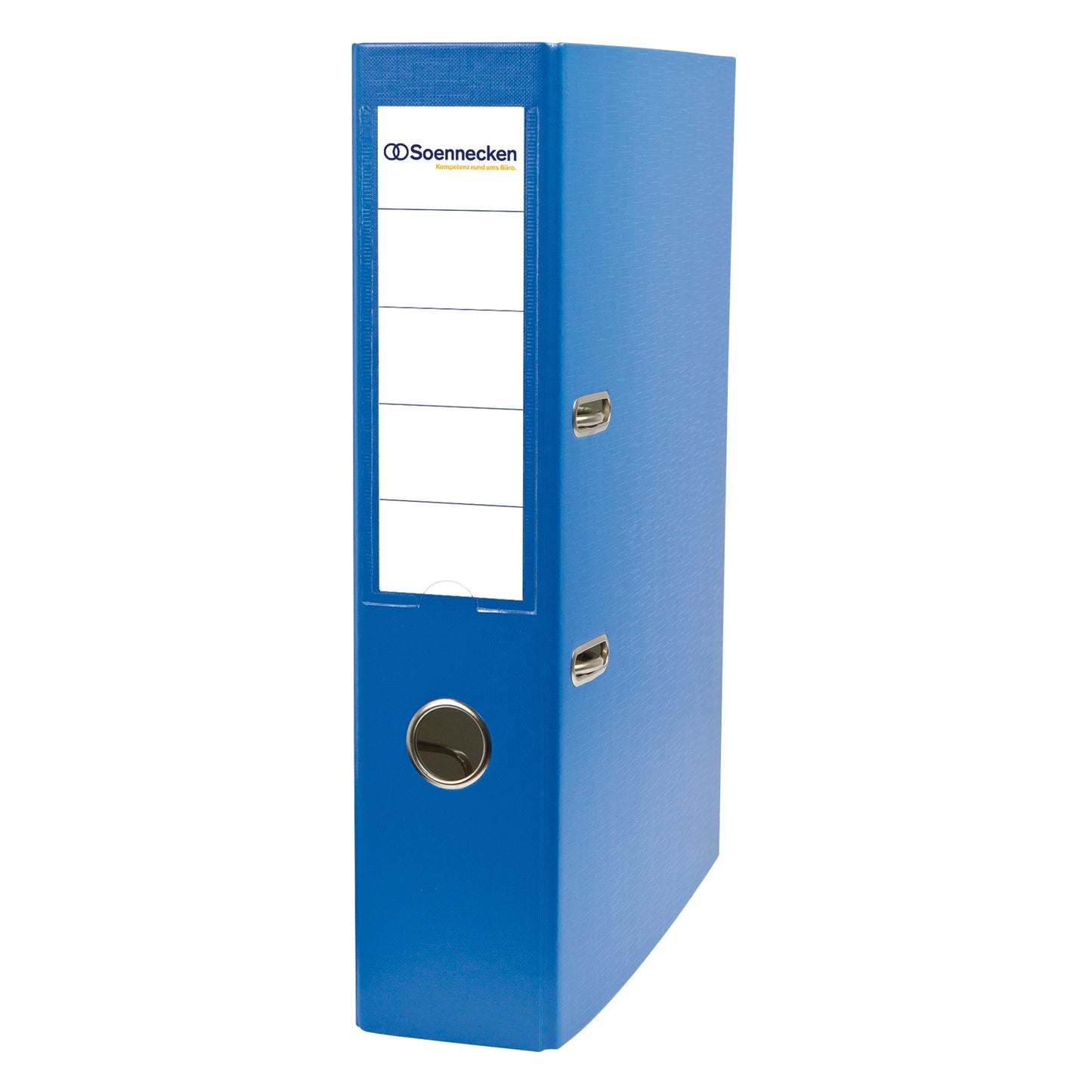 Soennecken Ordner 70mm DIN A4 Rückenschild: einsteckbar mit Schlitzen Werkstoff: Karton Material außen: Polypropylen Material innen: Papier blau