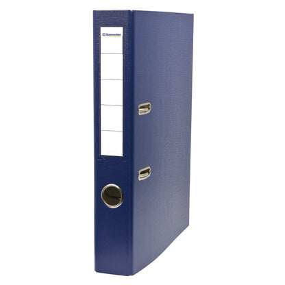 Soennecken Ordner 50mm DIN A4 Rückenschild: einsteckbar mit Schlitzen Werkstoff: Karton Material außen: Polypropylen Material innen: Papier dunkelblau