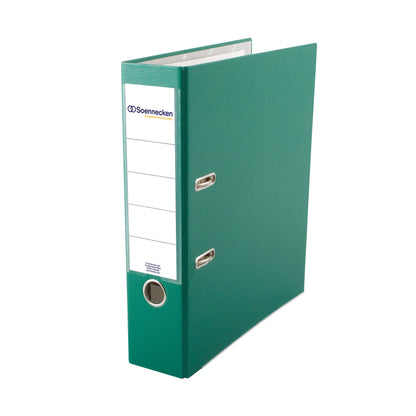 Soennecken Ordner 80mm DIN A4 Rückenschild: einsteckbar mit Schlitzen Werkstoff: Polypropylen Material außen: Polypropylen Material innen: Papier grün
