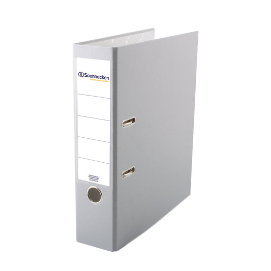 Soennecken Ordner 80mm DIN A4 Rückenschild: einsteckbar mit Schlitzen Werkstoff: Polypropylen Material außen: Polypropylen Material innen: Papier grau