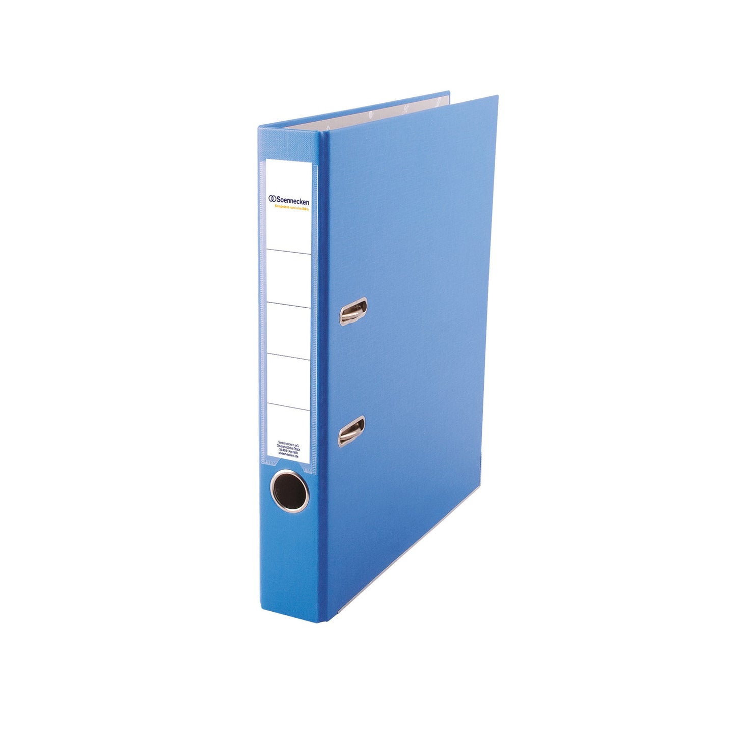 Soennecken Ordner 50mm DIN A4 Rückenschild: einsteckbar mit Schlitzen Werkstoff: Polypropylen Material außen: Polypropylen Material innen: Papier blau