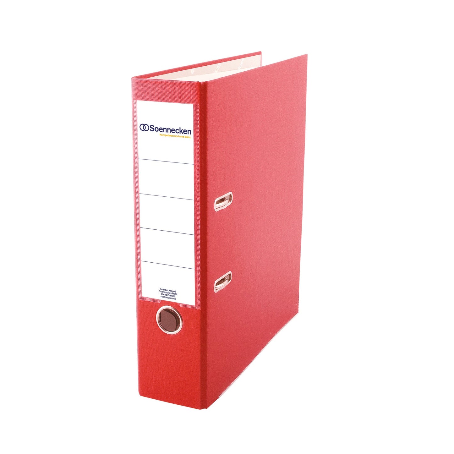 Soennecken Ordner 80mm DIN A4 Rückenschild: einsteckbar mit Schlitzen Werkstoff: Polypropylen Material außen: Polypropylen Material innen: Papier rot