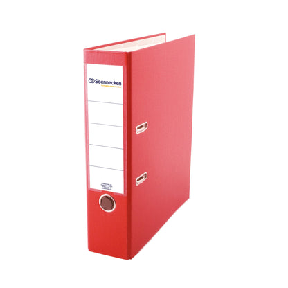 Soennecken Ordner 80mm DIN A4 Rückenschild: einsteckbar mit Schlitzen Werkstoff: Polypropylen Material außen: Polypropylen Material innen: Papier rot