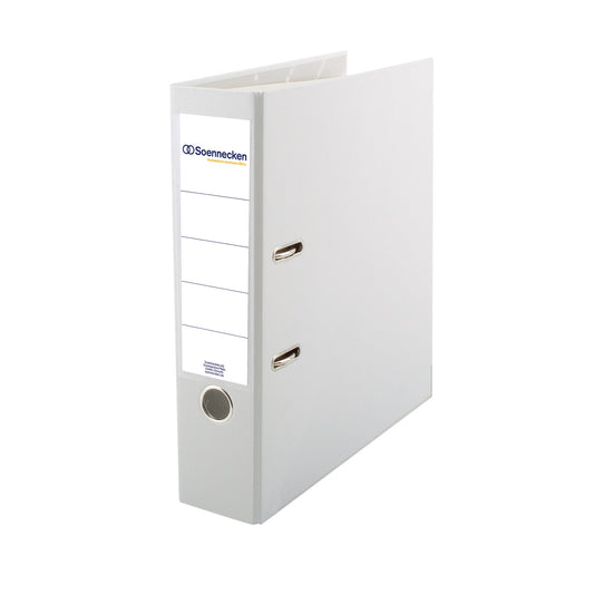 Soennecken Ordner 80mm DIN A4 Rückenschild: einsteckbar mit Schlitzen Werkstoff: Polypropylen Material außen: Polypropylen Material innen: Papier weiß