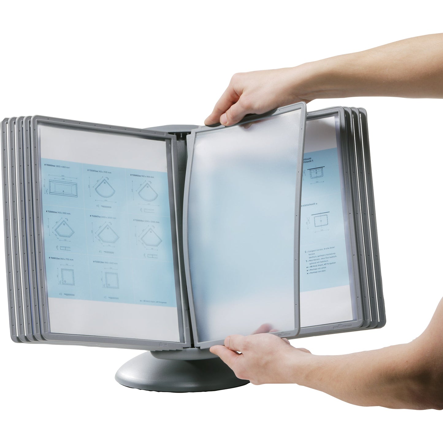 DURABLE Sichttafelständer SHERPA® MOTION TABLE 10 53 x 49 x 38 cm (B x H x T) Polyamid/Thermoplastische Elastomere/ABS Kunststoff/Polypropylen Anzahl der mitgelieferten Sichttafeln: 10 Sichttafeln graphit