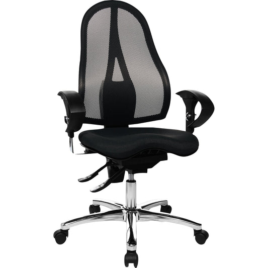 TOPSTAR Bürodrehstuhl Sitness® 15 46-56cm Permanentkontaktmechanik Rolle hart gebremst (für Teppichboden) optionales Zubehör: Rolle weich gebremst (für Hartboden) 6991 Stahl, verchromt schwarz