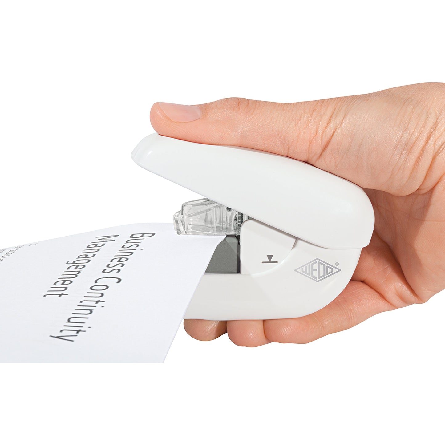 WEDO® Heftgerät MINI lösbar 5 Bl. (80 g/m²) Kunststoff, 50 % recycelt weiß
