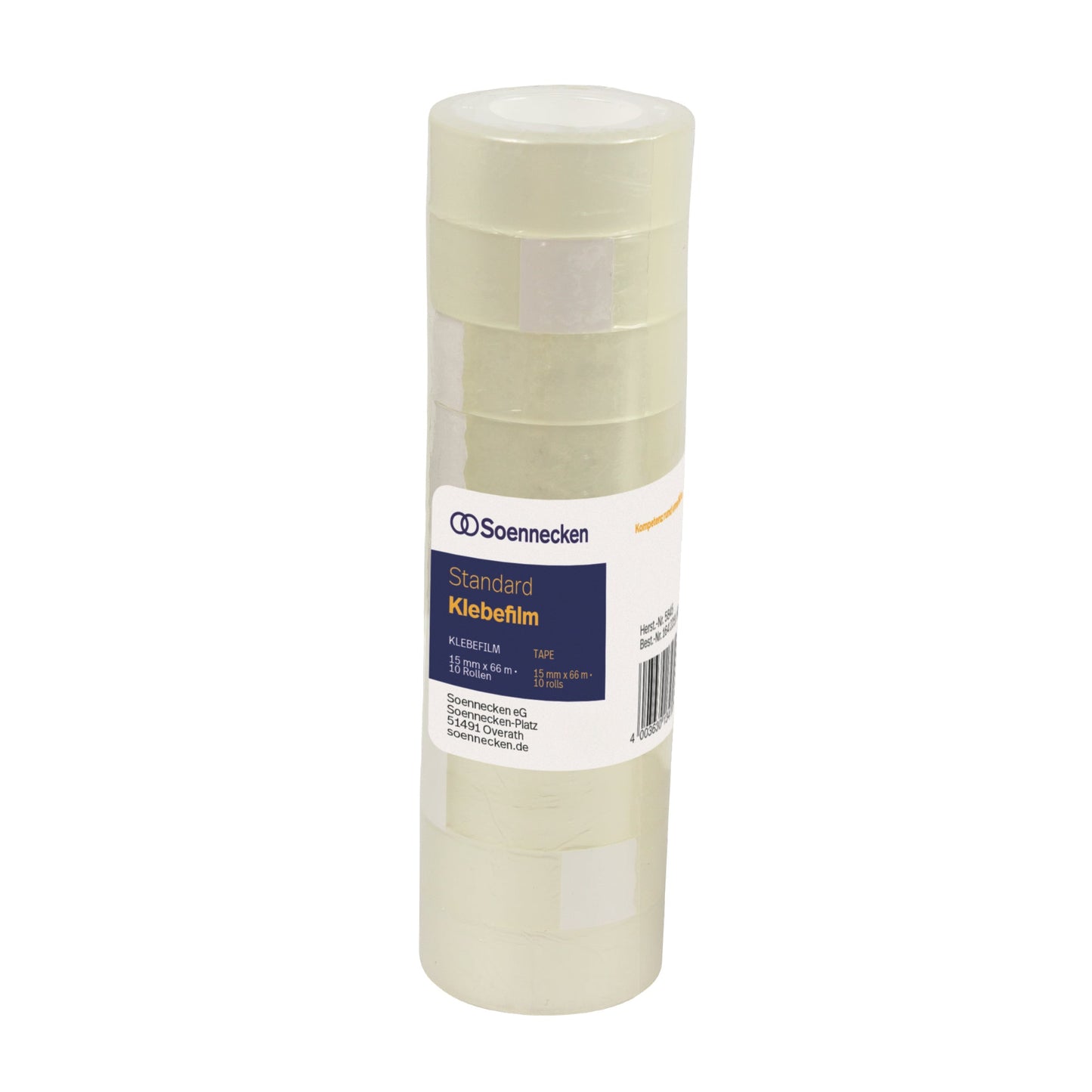 Soennecken Klebefilm 15 mm x 10 m (B x L) einseitig klebend ohne Lösungsmittel Polypropylen transparent 10 St./Pack.