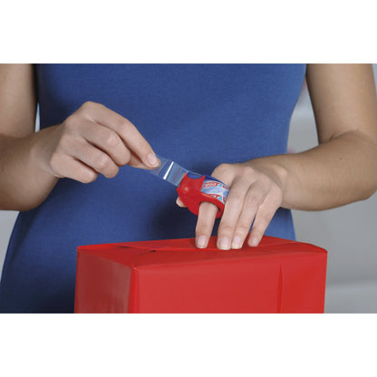 tesa® Handabroller Mini nachfüllbar inkl. 1 Rolle tesafilm® kristall-klar, 19 mm x 10 m (B x L) ohne Lösungsmittel rot/blau