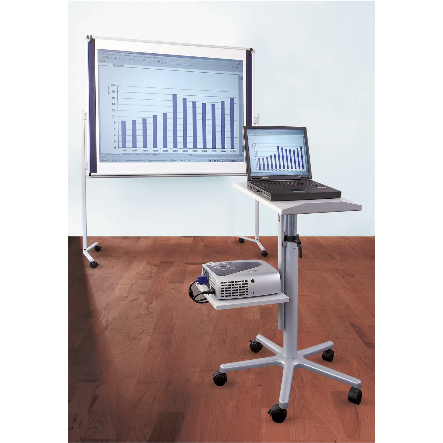 MAUL Projektionswagen Laptop, Beamer 61 x 73,5-120 x 61 cm (B x H x T) Stahl anthrazit
