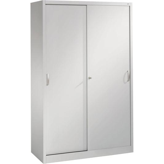 C+P Schiebetürenschrank Acurado 1.200 x 1.950 x 500 mm (B x H x T) 4 Fachböden Stahl, lackiert Farbe der Front: weißaluminium Farbe des Korpus: weißaluminium