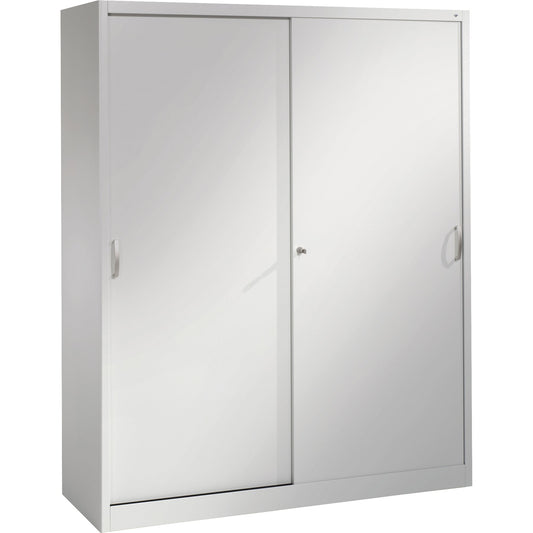 C+P Schiebetürenschrank Acurado 1.600 x 1.950 x 500 mm (B x H x T) 8 Fachböden Stahl, lackiert Farbe der Front: weißaluminium Farbe des Korpus: weißaluminium