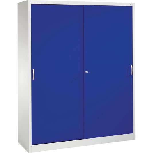 C+P Schiebetürenschrank Acurado 1.600 x 1.950 x 500 mm (B x H x T) 8 Fachböden Stahl, lackiert Farbe der Front: lapisblau Farbe des Korpus: lichtgrau