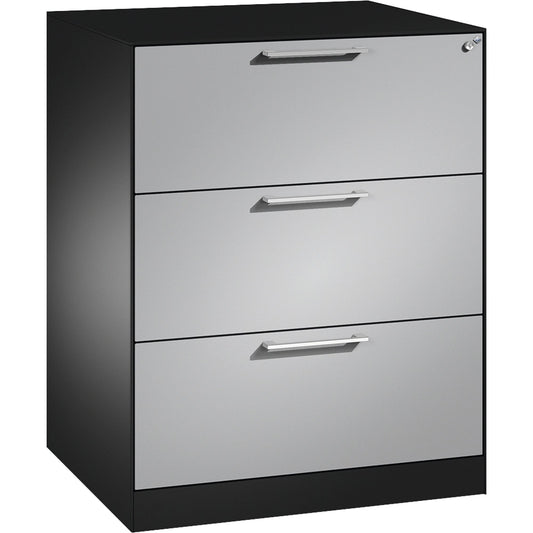 C+P Hängeregistraturschrank Asisto 800 x 998 x 600 mm (B x H x T) Stahl, lackiert Farbe der Front: weißaluminium Farbe des Korpus: schwarzgrau