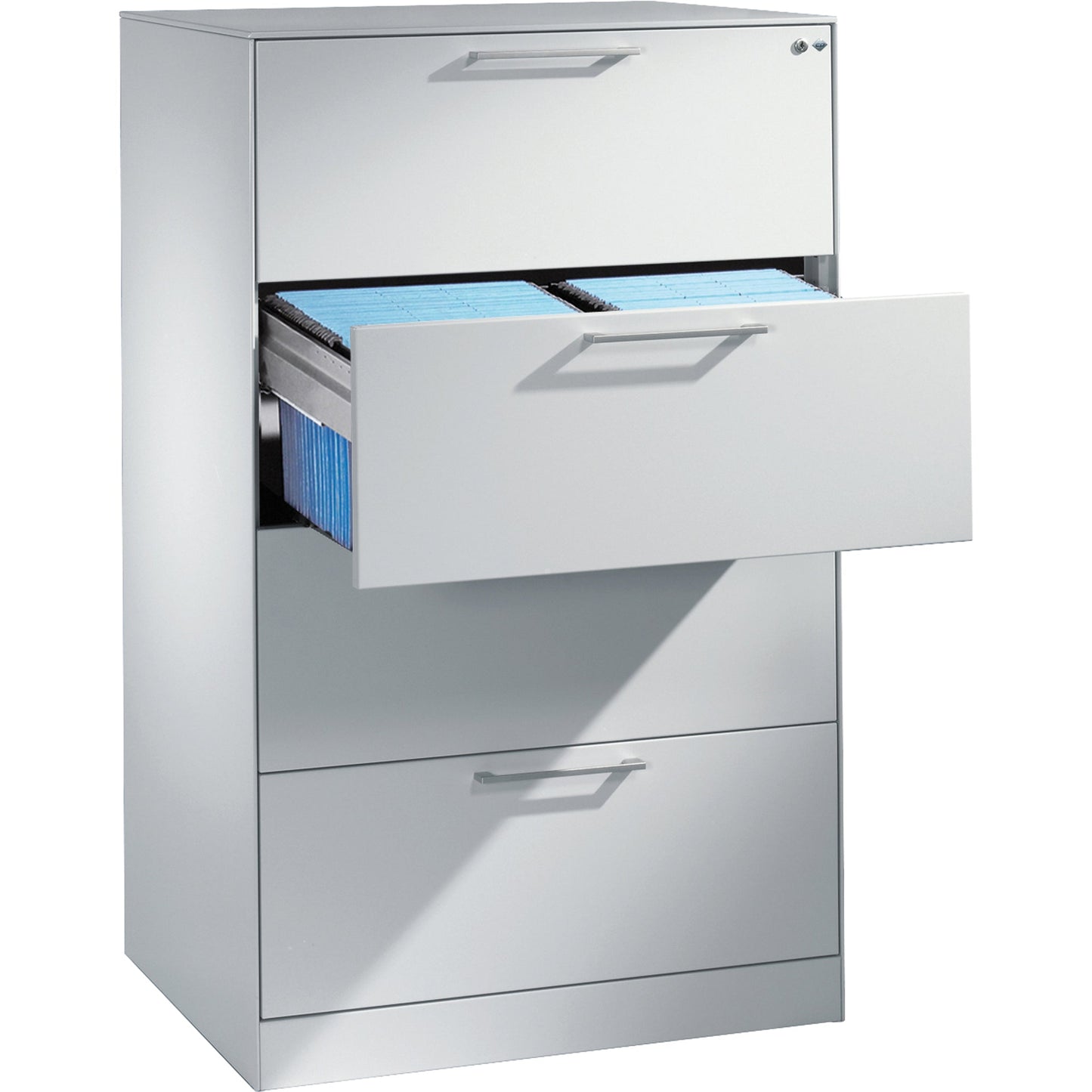C+P Karteischrank Asisto 800 x 1.298 x 600 mm (B x H x T) 4 Schubladen Stahl, lackiert lichtgrau