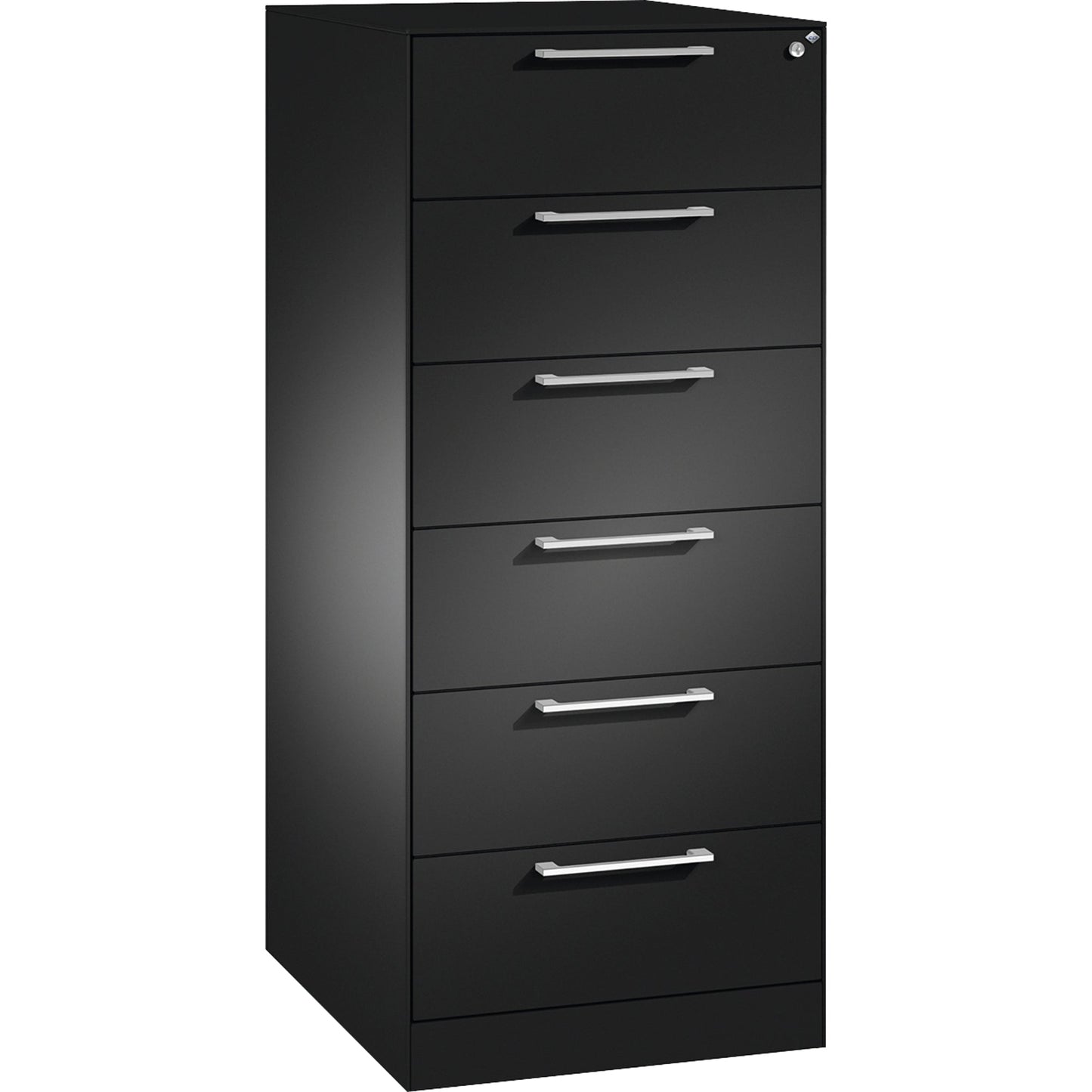 C+P Karteischrank Asisto 562 x 1.298 x 600 mm (B x H x T) 6 Schubladen Stahl, lackiert schwarzgrau