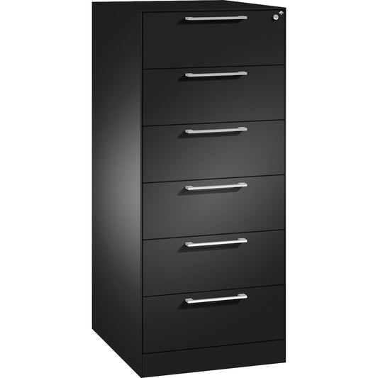 C+P Karteischrank Asisto 562 x 1.298 x 600 mm (B x H x T) 6 Schubladen Stahl, lackiert schwarzgrau