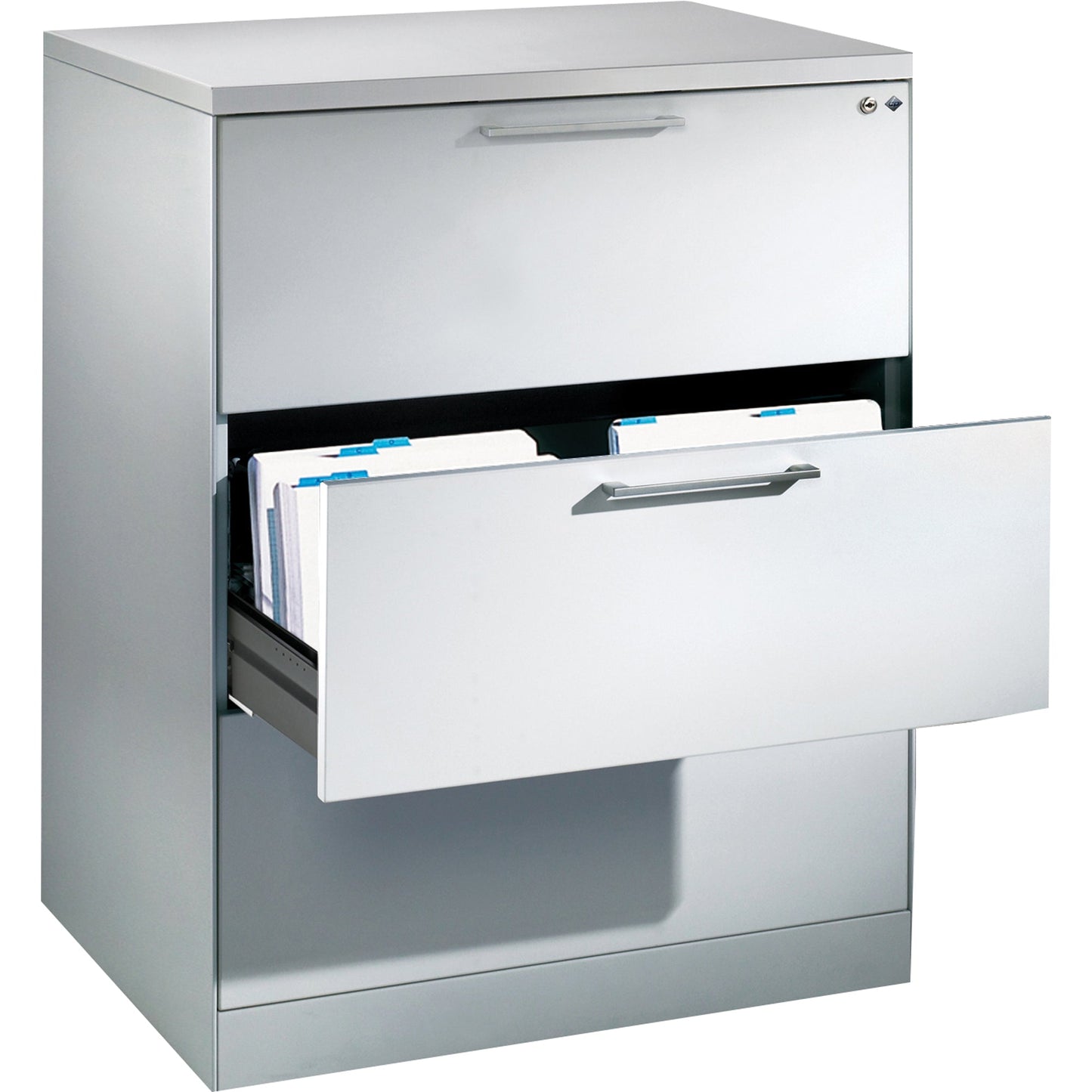 C+P Karteischrank Asisto 800 x 998 x 600 mm (B x H x T) 3 Schubladen Stahl, lackiert lichtgrau