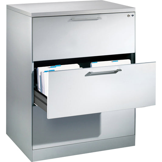 C+P Karteischrank Asisto 800 x 998 x 600 mm (B x H x T) 3 Schubladen Stahl, lackiert lichtgrau