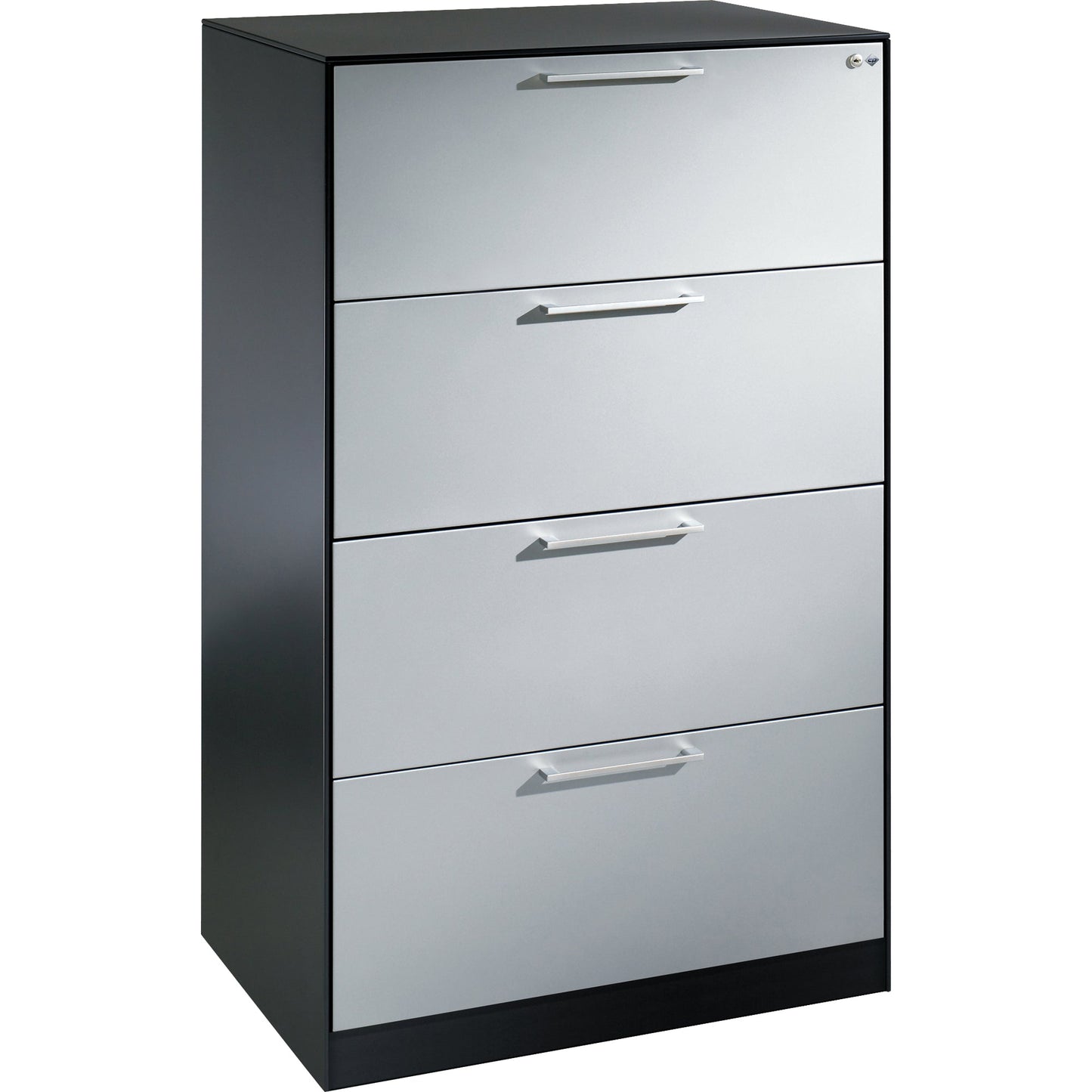 C+P Hängeregistraturschrank Asisto 800 x 1.298 x 600 mm (B x H x T) Stahl, lackiert Farbe der Front: weißaluminium Farbe des Korpus: schwarzgrau